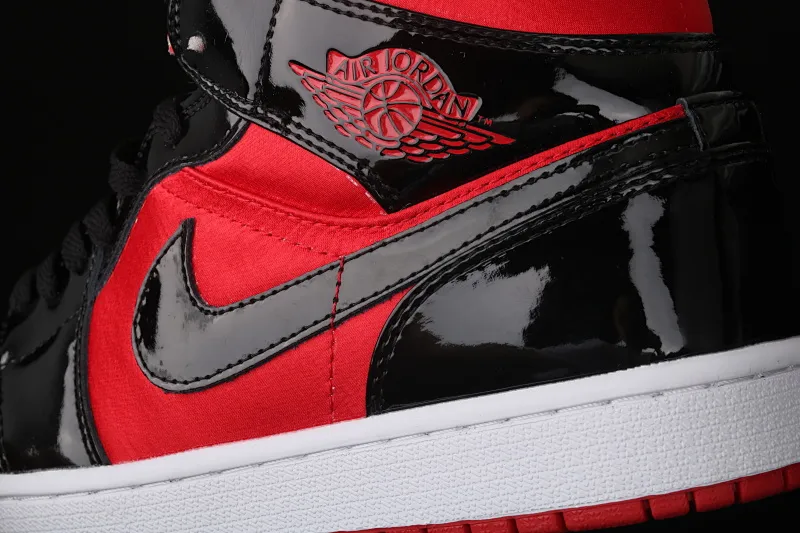 All categories Air Jordan Jordan series basketball shoes Air Jordan 1 Mid Air Jordan 1 Mid WMNS AJ1 Joe 1 black red patent leather silk BQ6472-600
